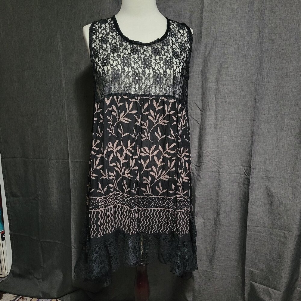 Lotustraders Bohemian Overlayer Tunic Dress Mixed Pattern Fabrics Gypsy 3X